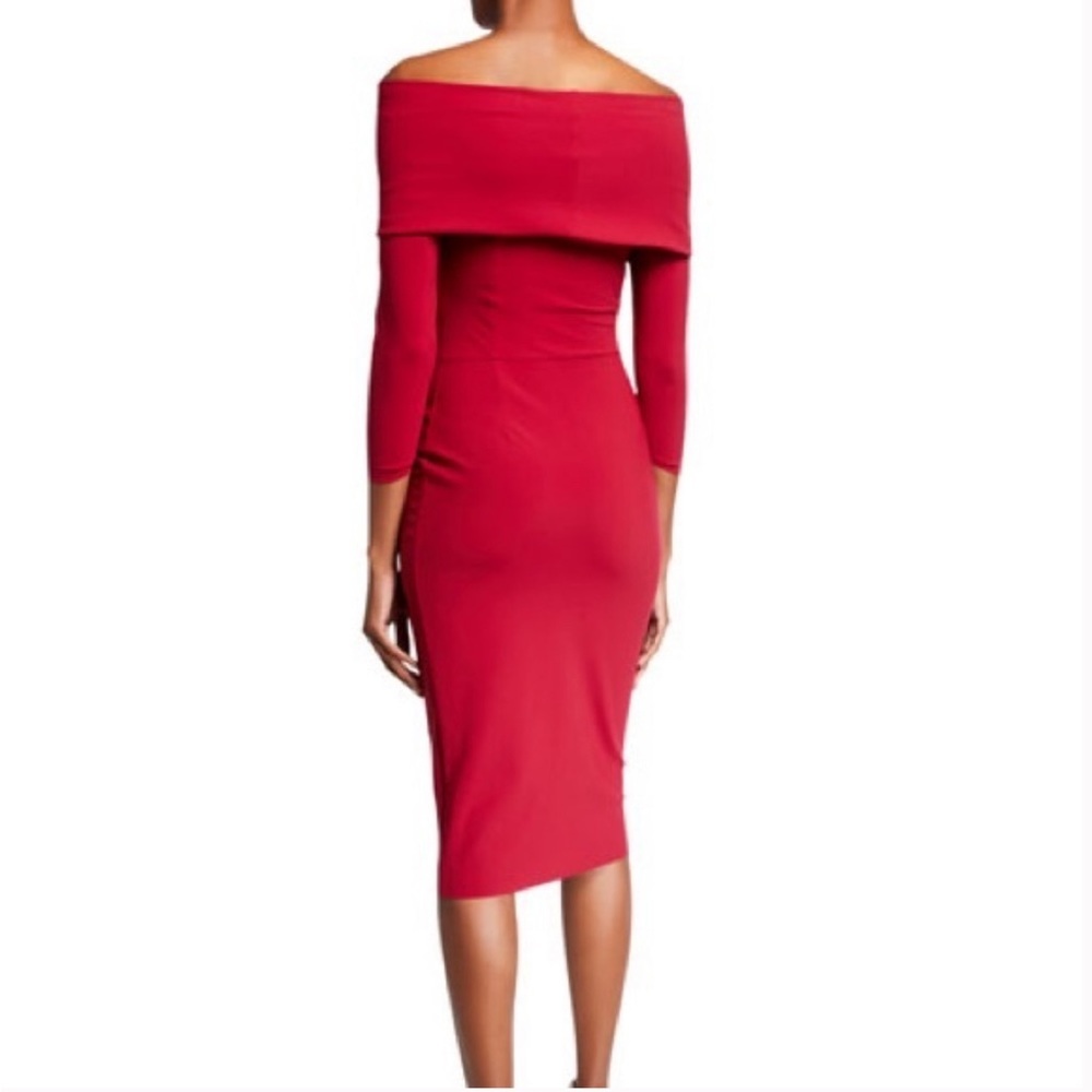 SOLD ♥️ CHIARA BONI LA PETITE ROBE Red Off-the-Shoulder Portrait Dress - Picture 2 of 8